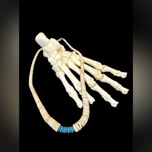 Vintage Southwest Silver Plate Heishi Turquoise and Shell Necklace 20”